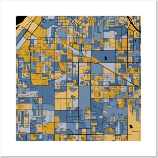 Surrey Map Pattern in Blue & Gold Posters and Art